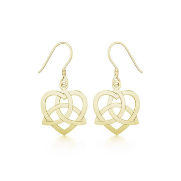 Heart with Trinity Knot Solid Gold Earrings GER1141 - Jewelry